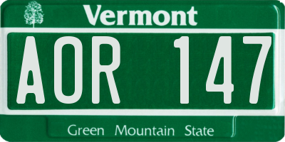 VT license plate AOR147