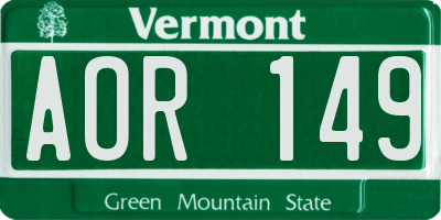 VT license plate AOR149