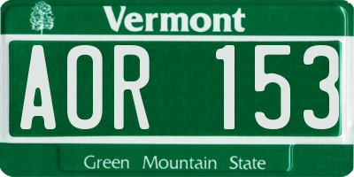 VT license plate AOR153