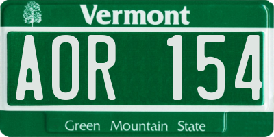 VT license plate AOR154