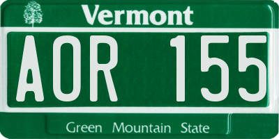 VT license plate AOR155