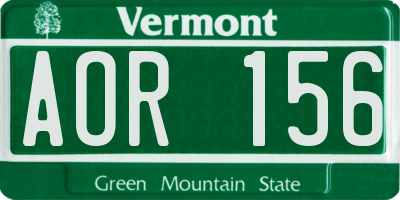 VT license plate AOR156