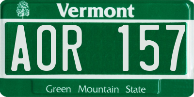 VT license plate AOR157