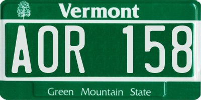 VT license plate AOR158