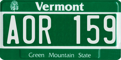 VT license plate AOR159