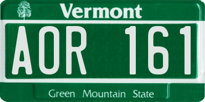 VT license plate AOR161