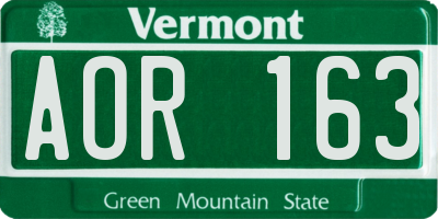VT license plate AOR163