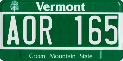 VT license plate AOR165