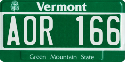 VT license plate AOR166