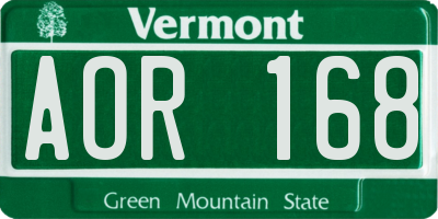 VT license plate AOR168