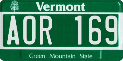 VT license plate AOR169
