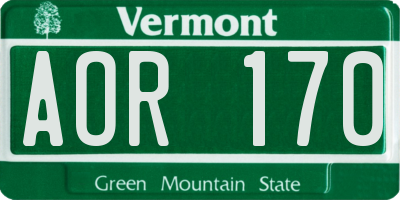 VT license plate AOR170