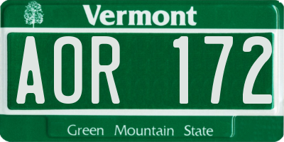 VT license plate AOR172