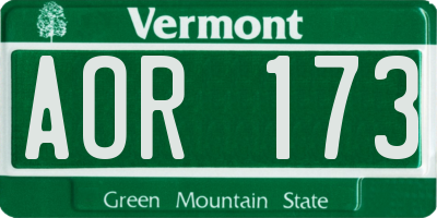 VT license plate AOR173