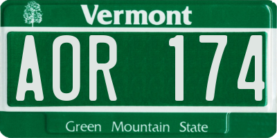 VT license plate AOR174