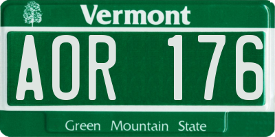 VT license plate AOR176