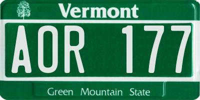 VT license plate AOR177