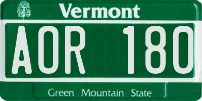 VT license plate AOR180