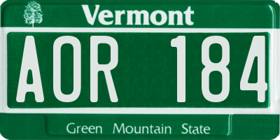 VT license plate AOR184