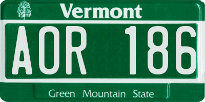 VT license plate AOR186