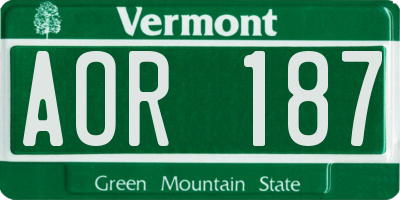 VT license plate AOR187