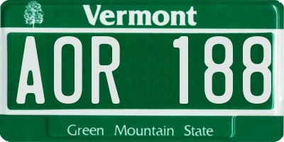 VT license plate AOR188