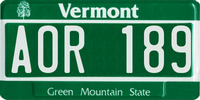 VT license plate AOR189