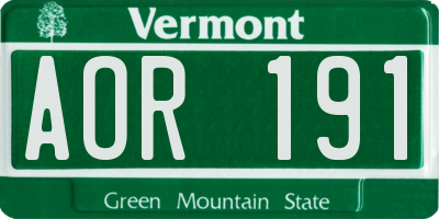 VT license plate AOR191