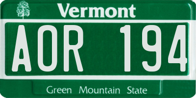 VT license plate AOR194