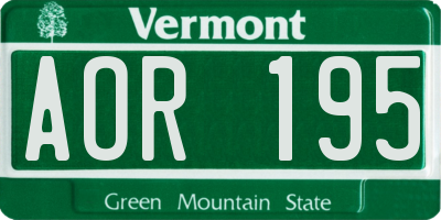 VT license plate AOR195