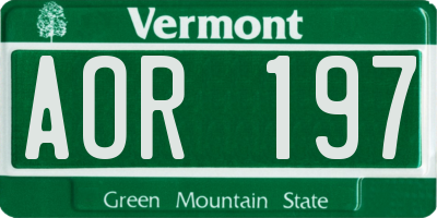VT license plate AOR197