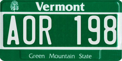 VT license plate AOR198