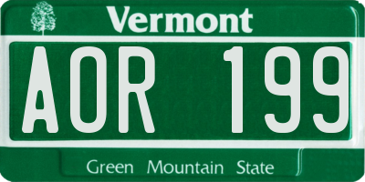VT license plate AOR199