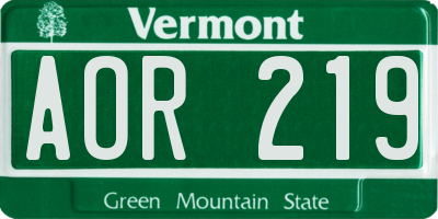 VT license plate AOR219
