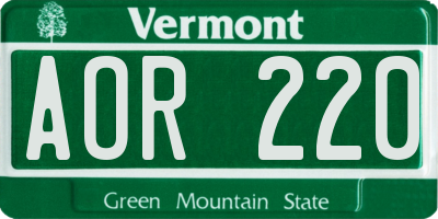 VT license plate AOR220