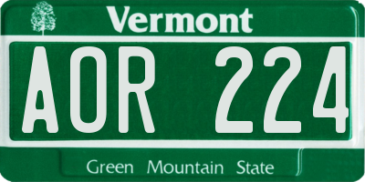 VT license plate AOR224