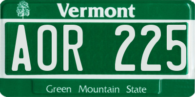 VT license plate AOR225