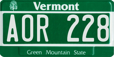VT license plate AOR228