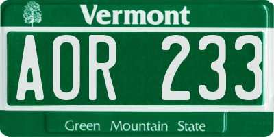 VT license plate AOR233