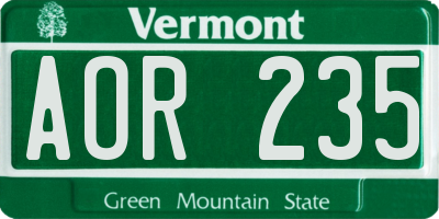 VT license plate AOR235