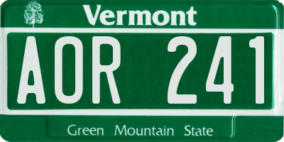 VT license plate AOR241