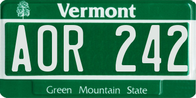 VT license plate AOR242