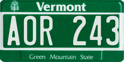 VT license plate AOR243