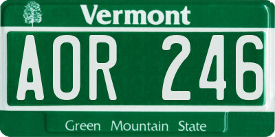 VT license plate AOR246
