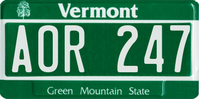 VT license plate AOR247