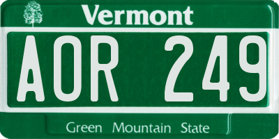VT license plate AOR249