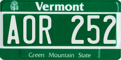 VT license plate AOR252