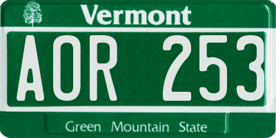 VT license plate AOR253