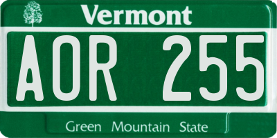 VT license plate AOR255