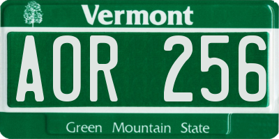 VT license plate AOR256